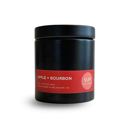 apple and bourbon scented candle by wick and paper